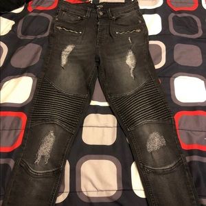 Spray on Skinny Biker Jeans With Zips